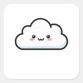 Blushing Cloud – Cute Kawaii Illustration Vierkante Sticker (Voorkant)