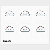 Blushing Cloud – Cute Kawaii Illustration Vierkante Sticker (Vel)