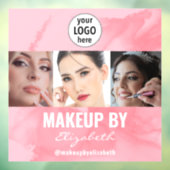 Blushing Coral Pink Makeup Studio Photo Logo Raamsticker (Vel 3)