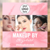 Blushing Coral Pink Makeup Studio Photo Logo Raamsticker (Vel 2)