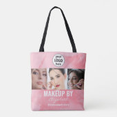 Blushing Coral Pink Makeup Studio Photo Logo Tote Bag (Achterkant)