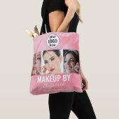 Blushing Coral Pink Makeup Studio Photo Logo Tote Bag (Dichtbij)