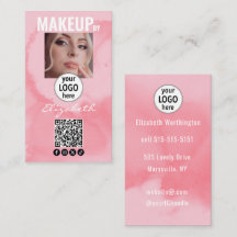Blushing Coral Pink Watercolor QR Social Makeup 