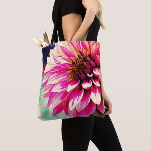 Blushing Dahlia Waterverf Elegantie Tote Bag (Dichtbij)