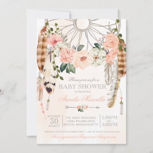 Blushing Dream Boho Dreamweaver Baby shower Kaart (Voorkant)