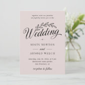 Blushing Dusty Roos Backyard Botanic Leaf Wedding Kaart (Staand voorkant)