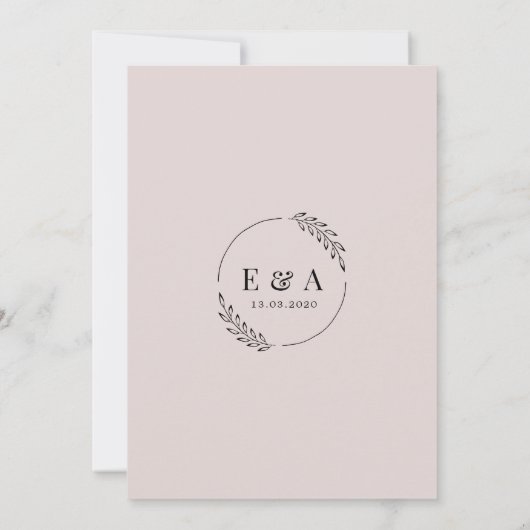 Blushing Dusty Roos Backyard Botanic Leaf Wedding Kaart (Achterkant)