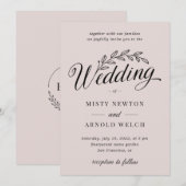 Blushing Dusty Roos Backyard Botanic Leaf Wedding Kaart (Voorkant / Achterkant)