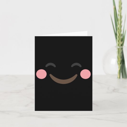Blushing Emoticon Shirt Geel Halloween Kaart (Voorkant)