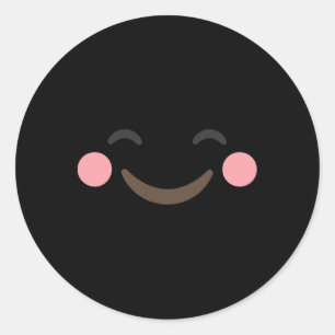 Blushing Emoticon Shirt Geel Halloween Ronde Sticker