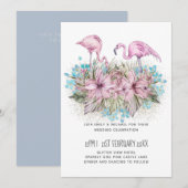 Blushing Flamingo's Tropische Strand Bruiloft Kaart (Voorkant / Achterkant)