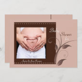Blushing - Foto Baby shower Invitation Kaart (Voorkant / Achterkant)