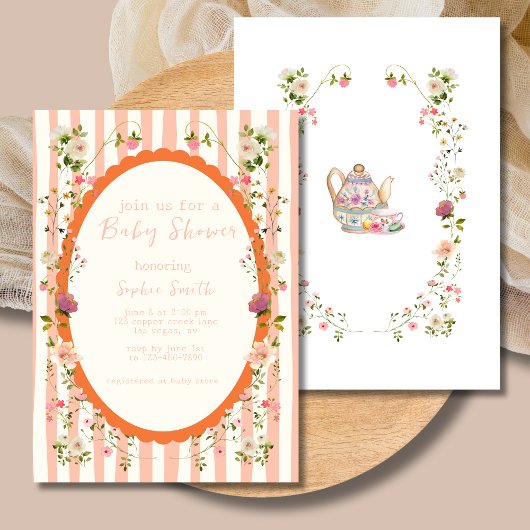 Blushing Garden grillige krans Baby shower Kaart