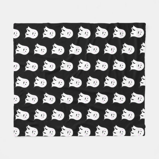 Blushing Ghost Schattige Halloween Fleece Deken (Voorkant (Horizontaal))