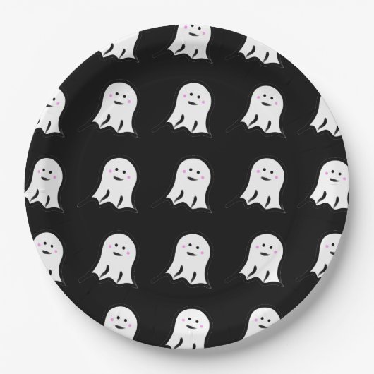 Blushing Ghost Schattige Halloween Papieren Bordje (Voorkant)