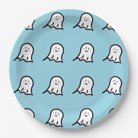 Blushing Ghost Schattige Halloween Papieren Bordje (Voorkant)