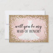 Blushing Glitter Bride Bridesmaid proposal Kaart (Voorkant)