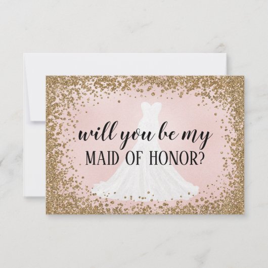 Blushing Glitter Bride Bridesmaid proposal Kaart (Voorkant)