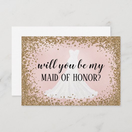 Blushing Glitter Bride Bridesmaid proposal Kaart (Voorkant / Achterkant)