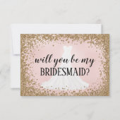 Blushing Glitter Bride Bridesmaid proposal Kaart (Voorkant)