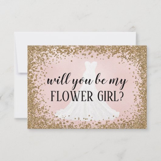 Blushing Glitter Bride Bridesmaid proposal Kaart (Voorkant)