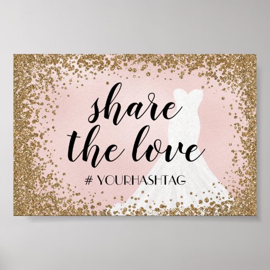 Blushing Glitter Bride Dress Bridal Hashtag Poster (Voorkant)
