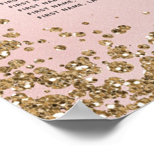 Blushing Glitter Bride Dress Bridal Seast Chart Poster (Hoek)