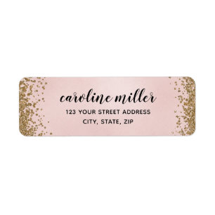 Blushing Glitter Textuur Leesbaar Retouradres Etiket