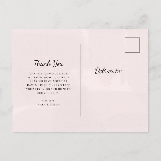 Blushing Heart | Weddenfoto Hartelijk dank Uitnodiging Briefkaart (Achterkant)