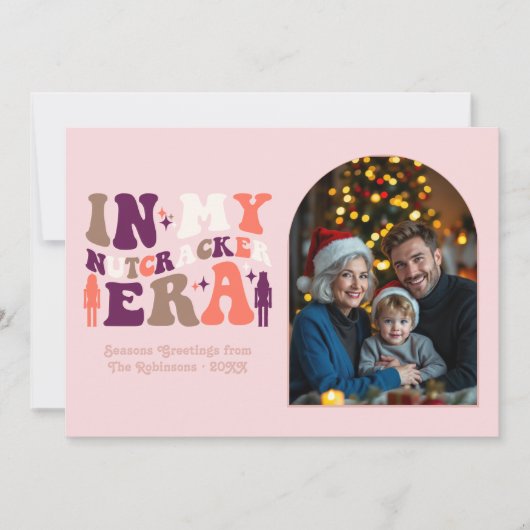 Blushing Holiday My Nutcracker Era Christmas Photo Feestdagenkaart (Voorkant)
