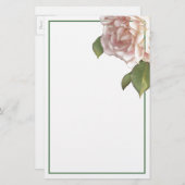 Blushing Ivory Peach Roos Briefpapier (Voorkant / Achterkant)
