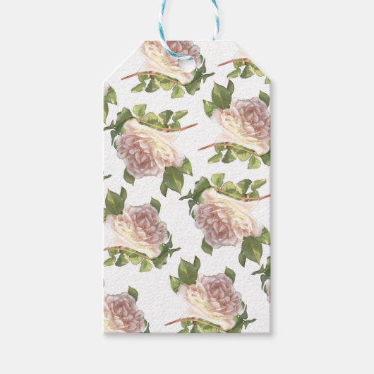 Blushing Ivory Peach Roos Cadeaulabel (Voorkant)