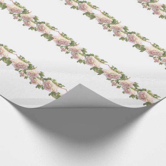 Blushing Ivory Peach Roos Cadeaupapier (Hoek)