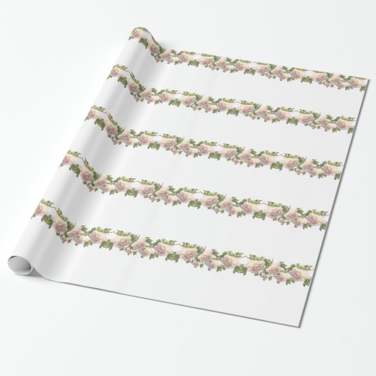Blushing Ivory Peach Roos Cadeaupapier (Uitgerold)