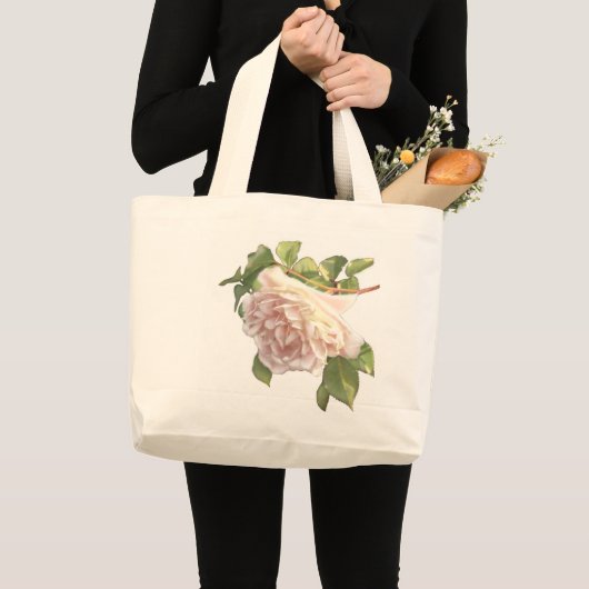 Blushing Ivory Peach Roos Grote Tote Bag (Voorkant (product))