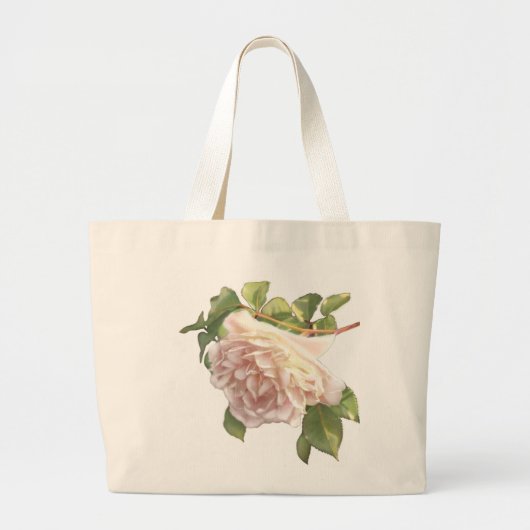 Blushing Ivory Peach Roos Grote Tote Bag (Voorkant)