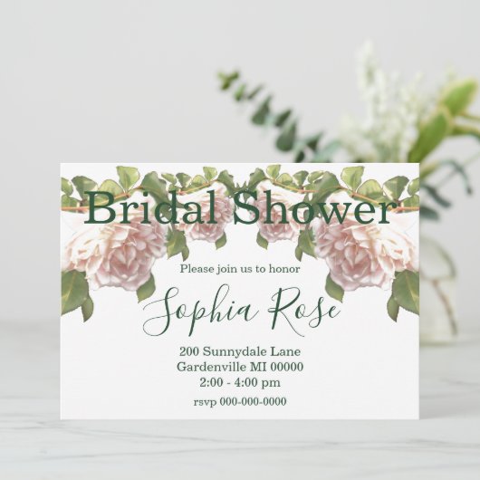 Blushing Ivory Peach Roos kalligrafie script Kaart (Staand voorkant)