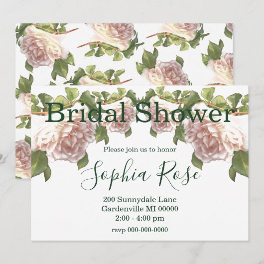 Blushing Ivory Peach Roos kalligrafie script Kaart (Voorkant / Achterkant)