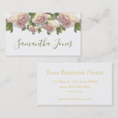Blushing Ivory Peach Roos kalligrafie script Visitekaartje (Voorkant / Achterkant)