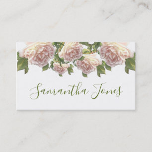 Blushing Ivory Peach Roos kalligrafie script Visitekaartje