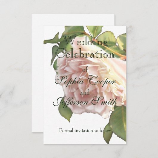 Blushing Ivory Peach Roos Save The Date (Voorkant / Achterkant)