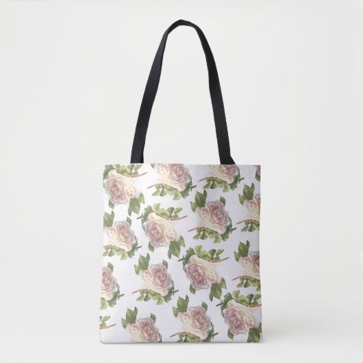 Blushing Ivory Peach Roos Tote Bag (Voorkant)