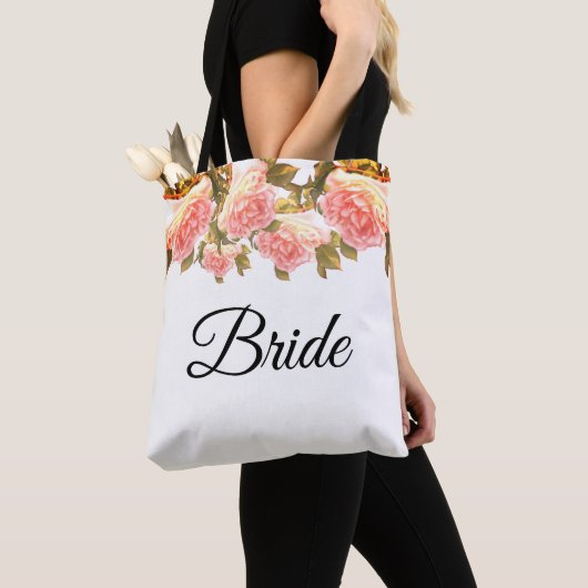 Blushing Ivory Peach Roos Tote Bag (Dichtbij)