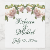 Blushing Ivory Peach Roos Wijn Etiket (Enkel label)