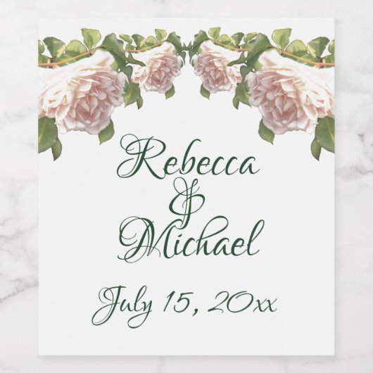 Blushing Ivory Peach Roos Wijn Etiket (Enkel label)