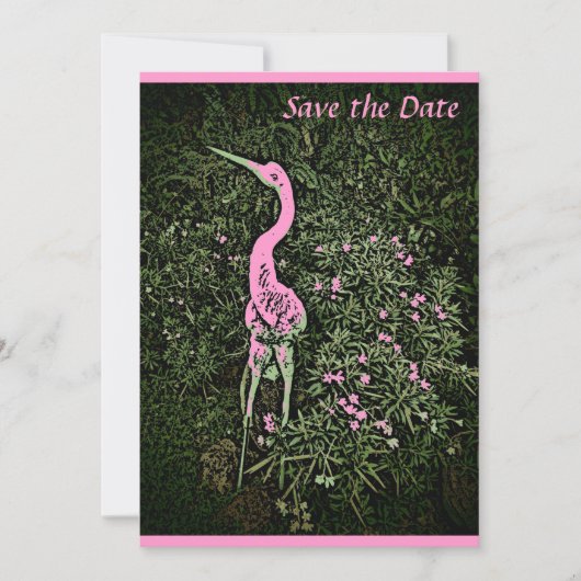 Blushing-kraan floral garden, sla de datumkaarten  save the date (Voorkant)