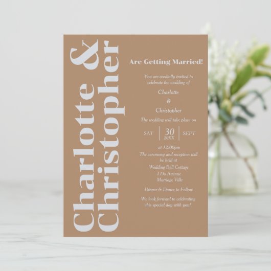 Blushing Love - Boho Brown & Grey Modern Kaart (Staand voorkant)