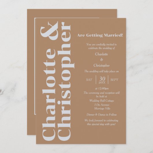 Blushing Love - Boho Brown & Grey Modern Kaart (Voorkant / Achterkant)