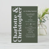 Blushing Love - Donkergroen & grijs modern Kaart (Staand voorkant)