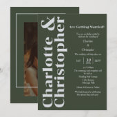 Blushing Love - Donkergroen & grijs modern Kaart (Voorkant / Achterkant)